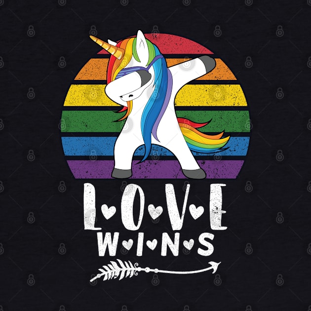 Love Wins Rainbow Unicorn lovers gift by Vixel Art